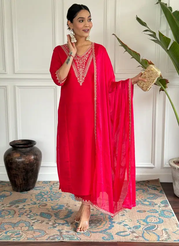 Kara Roman Silk Slawar Kameez Exporters In India